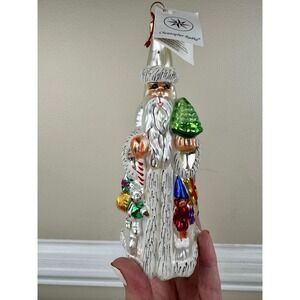 Christopher Radko 1996 Vintage Santa Glass Ornament Slim Traveler Poland 7.5"